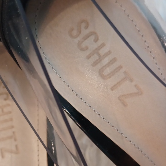 SCHUTZ Cendi transparent & Black Patent Leather Heels size 10 NEW - Picture 15 of 16